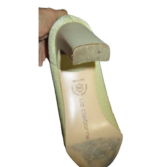 Liz Claiborne Beige Corporate 3 New York Stretch square Toe Sculpted Heel Pumps - Picture 9 of 11